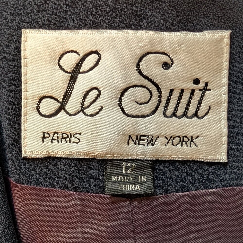 Le Suit Dark Navy Double-Breasted Shawl-Collar Pantsuit - Picture 8 of 16